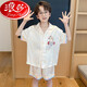 浪莎儿童冰丝睡衣夏季短袖薄款卡通哪吒中大童男孩夏天家居服套装 冰丝短套:Q6636巴拉 8码[身高95-110cm] 均码