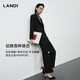 LANDI All Black Aesthetic Black Commuting Brushed Blazer Women's Top 2025 Autumn and Winter New Product Black L