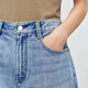 Moins [même style dans le centre commercial] 2025 Été Nouveau coton Straight Retro Washing Denim Mid-Pants 2P6E12110 995 Denim Lavage Lamb