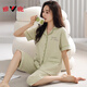 
Yalu summer pajamas for women pure cotton short-sleeved cropped pants for casual cardigans with large size home clothes two-piece set NX9898 2XL