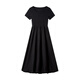 Vestiman Slim Vestido de manga corta en verano Nuevo francés Slim Hepburn Style Long Skirt Black M