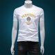 CANLIKEING brand men's short-sleeved T-shirt, summer round neck mercerized cotton printed casual half-sleeved white base shirt, big red [6227#] M [120--130Jin [Jin equals 0.5 kg]]
