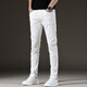 
TTPMER ripped nine-point pants men short white jeans men trendy elastic slim feet 9 points 2025 black and gray 1048 nine-point pants QN [high elasticity 27 size = waist 2 feet