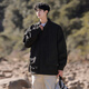 IZEXX lapel coat men's autumn Barn style trendy casual tops loose youth jacket HZ10 amber black L
