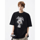 POUM men's summer personalized printed short-sleeved T-shirt trendy brand simple and versatile fashionable loose casual round neck top CQS-1480 black M