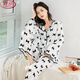 Langsha (Langsha) Pyjama printemps et été pour les femmes pour les manches longues en soie à glace d'automne Ensemble en deux pièces pour les femmes 2025 NOUVEAU COMMISSEMENTS MINEURS 724 JACQUARD-WHITE PLAID (SET) M (Recommandé 90 Jin [Jin est égal à 0,5 kg]))