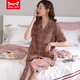 Catman MIIOW new pajamas for women, summer pure cotton short-sleeved trousers, pure cotton middle-aged mothers can wear home clothes suits R:2103 9923 M Suggestion [80-Jin [Jin equals 0.5 kg]]