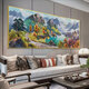 Back to Jinshan Living Room Decorative Painting Cornucopia Sofa Chinese Style Background Wall Hanging Painting Landscape Mural 13306 12596 Sunrise Green Mountain 120*50 Golden Aluminum Frame + Crystal Porcelain