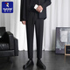 Woodpecker trousers men's summer thin semi-business suit pants for free ironing slim draping straight ice silk casual nine-point pants black [9-point pants] XL (32) [Suggested 120-140Jin [Jin equals 0.5 kg]]