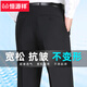 Hengyuanxiang middle-aged and elderly men's trousers 2025 summer high waist loose straight pants business casual suit pants ice silk dad's trousers 9906# Gentleman gray summer style 32 waist 2 feet 5