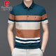 Pierre cardin men's summer new short-sleeved men's T-shirt striped casual lapel large size men's POLO shirt business casual 3523 Yushui Blue M 170