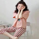 Jinrenchu ​​pajamas for women in summer pure cotton short-sleeved cropped pants dots can be worn outside for women's home clothing set 9856 Single size M code recommended for 80-100Jin [Jin equals 0.5 kg]