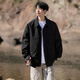 IZEXX lapel coat men's autumn Barn style trendy casual tops loose youth jacket HZ10 amber black L