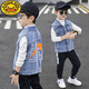 G.DUCKKIDS denim vest boy spring and autumn jacket 2024 vest middle children's top fashionable spring clothes thin horse clip blue 140