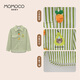 Mami Maka (MOMOCO) children's clothing boys' shirts 2025 autumn style medium and large children's pure cotton Korean vegetable striped shirt 014 green 90