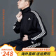 阿迪达斯（adidas）春秋季经典男女纯棉运动外套立领开衫休闲卫衣情侣拉链夹克 三叶草黑色字母款外套 M 身高165-170cm