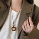 
Lu Shan long necklace women's sweater chain black rope new Chinese retro pendant necklace long skirt Sentiment ancient style decoration brown pendant [suspended box]