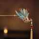 Shijun (SHIJUN) wedding golden phoenix hairpin, imitation velvet flower, ancient style filigree hairpin, new Chinese style cool Song Guanfeng hairpin dress cheongsam, the same reverse side can be used on the left and right