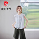 
Pierre cardin puff sleeve contrasting professional shirt for women 2025 summer new solid color simple short-sleeved shirt for women casual top 9900 apricot shirt M
