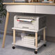 Druckerregal mit beweglicher Zweischicht-Rack unter den Tisch, bodengesteuerte Halterung mit Riemenscheiben, Kopierregal, einfacher weißer Schichtabstand 1049*34*24,2 cm