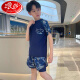 Langsha Traje de baño para niños Boy Divish Boy Tuit Medium y Big Teenagers Summer 2025 Nuevo traje de baile de natación de doble capa [Set de seis piezas 1208+ Bag] 9719 Grad Purple 150 Sugeries 65-85Jin [Jin equivale a 0.5 kg] Tamaño universal