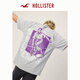HOLLISTER [Cool Print T] 25 summer new couple loose T-shirt men's and women's clothing KI323-5008 Hemp gray L (180/108A)