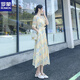 
ROMON (ROMON) 2025 summer new chiffon floral dress with female temperament goddess style skirt with high waist waist slim long skirt color M Suggestions [100-115Jin [Jin equals 0.5 kg]]