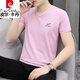 皮尔卡丹（pierre cardin）V领2025纯棉短袖男t恤男装运动休闲体恤中国风潮流大码简约打底衫 白色691款 M 90-115斤
