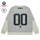 
AAPE joint NFL men's spring and autumn letter badge embroidery loose trend fake two-piece long-sleeved T-shirt 9720XAN WH2/white gray S