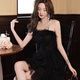 Thé xiao une robe de soirée noire 2025 Nouveau style femelle banquet dames robe niche jour adulte cadeau photo principale m