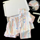 Ice Silk Children's Pyjamas für Frauen im Sommer Dünn 2025 neuer Stil für Mädchen USAqi Cartoon Girls Zwei-teilige Heimkleidung 6628# Zweiteiler Set [Short Sleeves + Shorts] 100 [8 Größen] 100-110 cm 30-40jin [Jin gleich 0,5 kg]