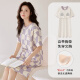 Camisón de gato para mujeres, algodón puro cómodo con la almohadilla de la almohadilla de la almohadilla de la almohadilla, el juego de ropa para el hogar del cuello redondo simple y casual simple se puede usar fuera de HC-X12529-Nightgown-Women M adecuado para 80-100Jin [Jin es igual a 0,5 kg]