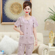 Yalu-Pyjamas für Frauen 2025 neuer Stil mittlerer Mutter mit kurzärztem Kurzärmel-Hosen Sommer-Baumwoll-Strickjacke Plus Size Home Clothing Set LM-6626 [Cardigan Style] M [vorgeschlagen 80-100jin [Jin gleich 0,5 kg]]