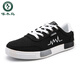Specht Herrenschuhe Frühling und Herbst neue schwarze trendige trendige Leinwandschuhe Herren Top Casual Schuhe Vielseitige Arbeitschuhe Männer 6636 Schwarz Gold 39