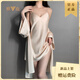 Yalu sexy Pyjamas mit Brustpolster für Frauen im Sommer Ice Seide 2025 Neues leichter Luxus reines und lustvolles Nachthemd Nachthemd Alt-D5008 Bohnenpaste Pulver Pulver Einsrock mit Brustpolster XL [Vorgeschlagen 116-130jin [Jin gleich 0,5 kg]]]