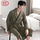 
LangSha waffle bathrobe men's pure cotton medium-length men's nightgown 2025 new absorbent integrated bathrobe LJ16822 M Weight 100-120Jin [Jin equals 0.5 kg]
