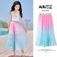 
Yoyo one (Yoyo one) Girls wide-leg pants summer 2025 new children's ice silk skirt pants big children nine-point summer mosquito-proof girls gradient 15275 gradient color 120 120cm
