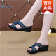 Hot air fern (REFENGMAI) leather sandals for women 2025 new summer casual anti-slip heel thick sole mother sandals rhinestone women's slippers for a long time without getting tired of their feet 39