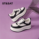 Samstagsbrettschuhe für Frauen dicker Sohle 2025 Sommer Neue Festfarbhöhe-verstärkt kleine Schuhe für Schuhe für vielseitige Freizeitschuhe Trendy Black 37 (235 mm) Standardcode