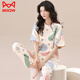Catman (MiiOW) pure cotton pajamas for women in summer new large-size short-sleeved trousers spring and autumn summer women's home clothes thin two-piece set ZH-9721 M