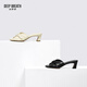 
DEEP BREATH Deep Breath Women's Shoes Sheepskin Soft Wrinkled Thick Heels Jingshe Comfortable High Heel Sandals AX14116 White 38