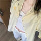 2025 Neues Korean gelb gestreiftes Hemdjacke für Frauen Sommer faule Hemd kurzärmelig Top T-Shirt Yellow M Empfohlen 95-105jin [Jin gleich 0,5 kg]