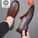 Woodpecker leather shoes for men 2025 spring and autumn genuine leather men's shoes for business casual formal wear British soft sole non-slip middle-aged dad shoes GZ-H6626 black 46