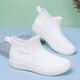 2025 new fashionable kitchen rain boots for women short tube waterproof and non-slip water shoes car wash rubber shoes summer short tube rain boots 8815 white 44
