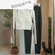 MieLanat Sports Suit Women's Autumn and Winter Style Yoga Clothes with Pads Pilates Training Long-Sleeved Fleece Pants Fitness Suit Ivory White Top S 80-95Jin Jin is equal to 0.5 kg