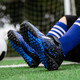 
2025 new children's football shoes Velcro without lace-up broken nails Outdoor sports football shoes for boys and girls 6199-Black and Blue 30