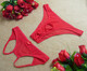 2 pack of hot and sexy mesh transparent low-waist women's briefs men's thong couple underwear, men's mesh with holes + women's mesh with crotch opening, red, one size fits all