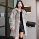 Winter Home Brand Fur 2025 Neu importiertem Nerzmantel Frauen Voller Nerz-Kapuzen mit mittlerer Länge Nerzfell Jacke Silber Blue XL 120jin [Jin entspricht 0,5 kg] -140jin [Jin ist gleich 0,5 kg]