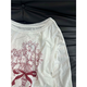 Weiße Graffiti Off-Shoulder Langarmed T-Shirt Sonnenschutzbluse für Frauen 2025 Neuer Sommer Dünner fauler Stil loser Top White Top XL