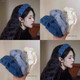 High-ceiling Klein blue woolen hairband pleated women's wide-brimmed autumn and winter new temperament headband face wash hairpin hair accessory_Klein blue